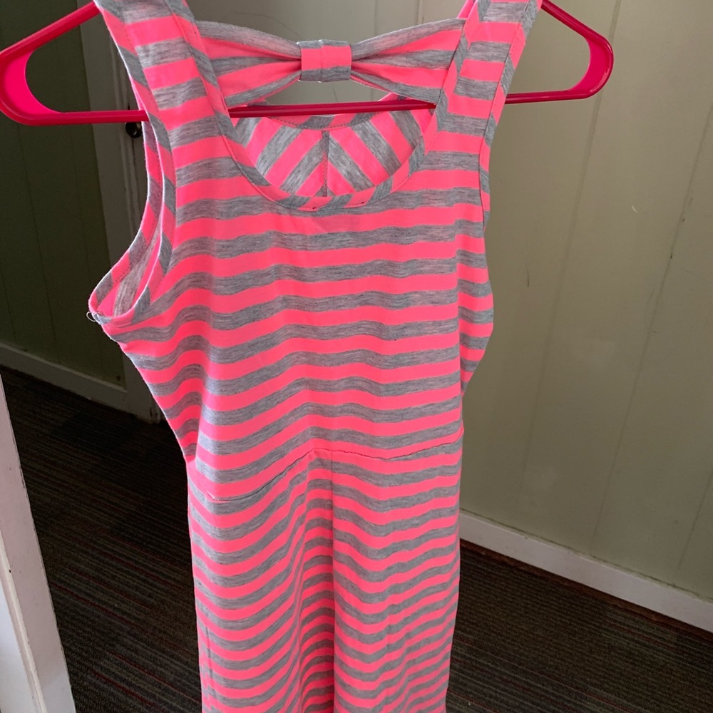 Pink & grey stripped dress